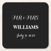 Minimalistische Hochzeit mit Schwarz und Weiß Rechteckiger Pappuntersetzer (Vorderseite)