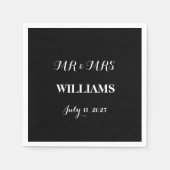 Minimalistische Hochzeit mit Schwarz und Weiß Serviette (Vorderseite)