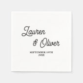 Minimalistische Hochzeit mit Schwarz und Weiß Serviette (Vorderseite)