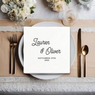 Minimalistische Hochzeit mit Schwarz und Weiß Serviette