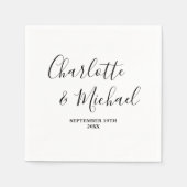 Minimalistische Hochzeit mit Schwarz und Weiß Serviette (Vorderseite)