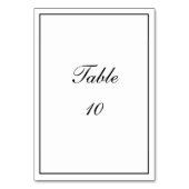 Minimalistische Hochzeit mit Schwarz-weißer Grenz Tischnummer (Vorderseite)