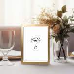 Minimalistische Hochzeit mit Schwarz-weißer Grenz Tischnummer<br><div class="desc">Schwarz-Weiß-Tischnummer mit Minimalistischem Script mit schwarzem Rand.</div>