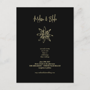 Minimalistische Hochzeit mit schwarzem Gold Feiertagspostkarte