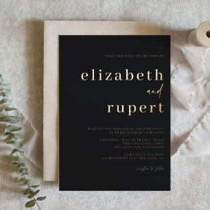 Minimalistische Hochzeit mit Serif-Script-Typograf Folieneinladung