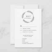 Minimalistische Hochzeit mit weißem schwarzem Leaf RSVP Karte (Vorderseite)