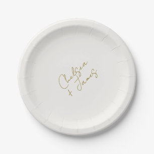 Minimalistische Hochzeit mit weißem und olive-grün Pappteller