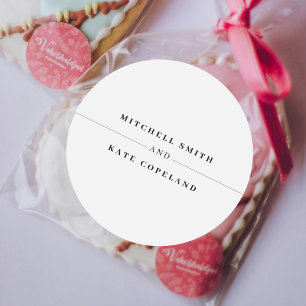 Minimalistische Hochzeit mit weißem und schwarzem Runder Aufkleber