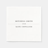 Minimalistische Hochzeit mit weißem und schwarzem Serviette (Vorderseite)