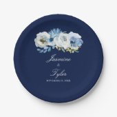 Minimalistische Hochzeit mit weißer Blüte Pappteller (Vorderseite)