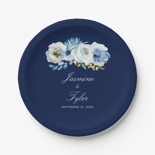 Minimalistische Hochzeit mit weißer Blüte Pappteller (Vorderseite)