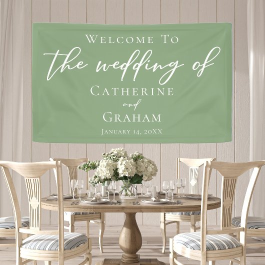 Minimalistische Hochzeit mit weißer Schrift Banner