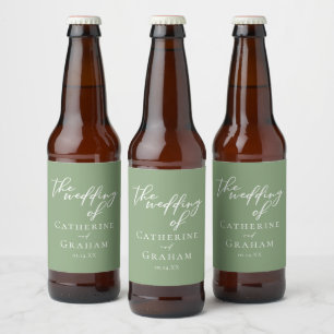 Minimalistische Hochzeit mit weißer Schrift Bierflaschenetikett