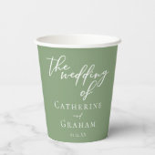 Minimalistische Hochzeit mit weißer Schrift Pappbecher (Rückseite)