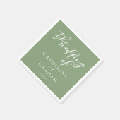 Minimalistische Hochzeit mit weißer Schrift Serviette (Ecke)