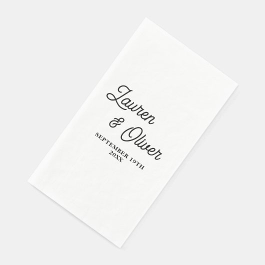 Minimalistische Hochzeit mit White Script Serviette (Ecke)