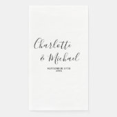 Minimalistische Hochzeit mit White Script Serviette (Vorderseite)