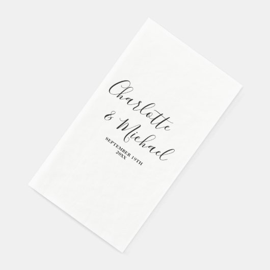 Minimalistische Hochzeit mit White Script Serviette (Ecke)