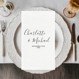 Minimalistische Hochzeit mit White Script Serviette
