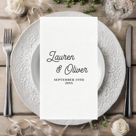 Minimalistische Hochzeit mit White Script Serviette