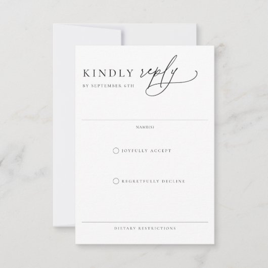 Minimalistische Hochzeit mit zeitgenössischem Chic RSVP Karte (Vorderseite)