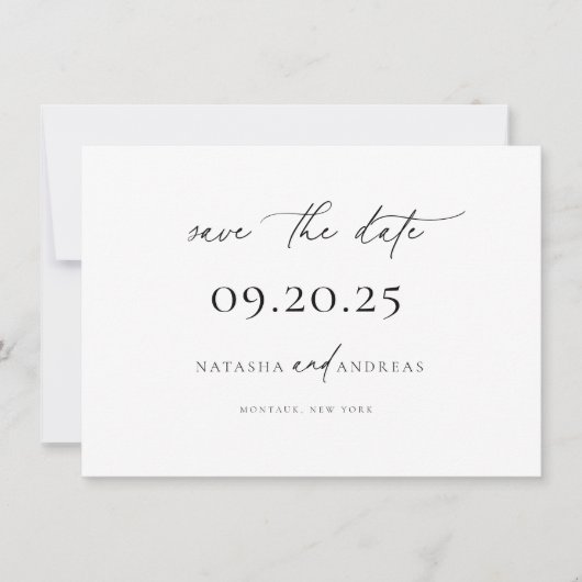 Minimalistische Hochzeit mit zeitgenössischem Chic Save The Date (Vorderseite)