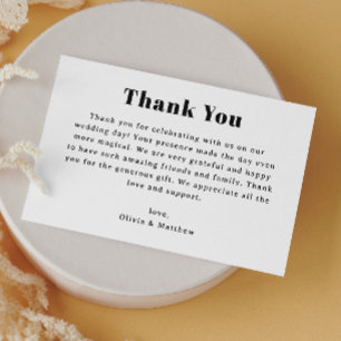 Minimalistische Hochzeit Moderne neutrale Typogr Dankeskarte