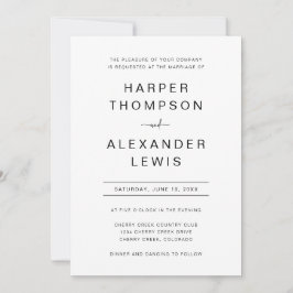 Minimalistische Hochzeit moderner Chic Typografie Einladung