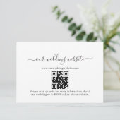 Minimalistische Hochzeit moderner Kalligrafie-QR-C Begleitkarte (Stehend Vorderseite)
