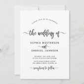 Minimalistische Hochzeit moderner Kalligrafie-QR-C Einladung (Vorderseite)