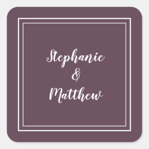 Minimalistische Hochzeit Moderner Lila Gefallen Vi Quadratischer Aufkleber