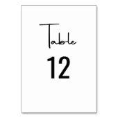Minimalistische Hochzeit moderner Schriftzeichen Tischnummer (Vorderseite)