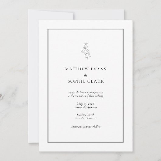 Minimalistische Hochzeit moderner Typografie Einladung (Vorderseite)