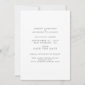 Minimalistische Hochzeit moderner Typografie-Fotos Save The Date (Rückseite)