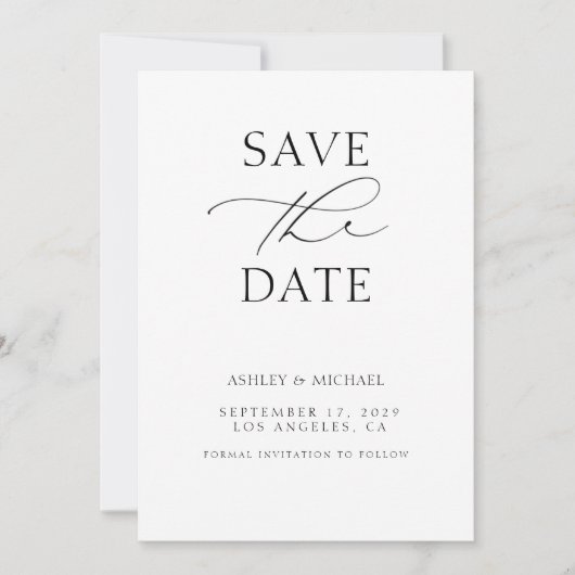 Minimalistische Hochzeit moderner Typografie Save The Date (Vorderseite)