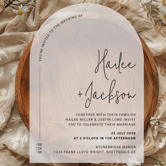 Minimalistische Hochzeit Modernes, einfaches Luxus Acryleinladungen