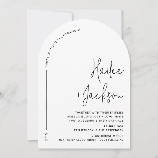 Minimalistische Hochzeit Modernes, stilvolles, ein Einladung (Vorderseite)