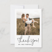 Minimalistische Hochzeit Modernes, stilvolles Scri Dankeskarte (Vorderseite)