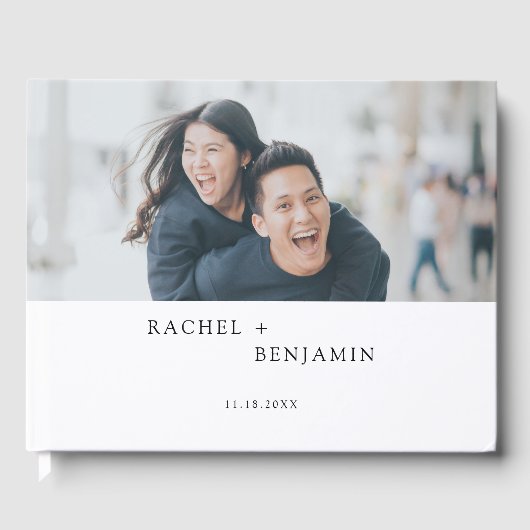 Minimalistische Hochzeit nach Maß Foto Einfach mod Gästebuch (Vorderseite)
