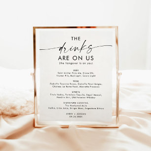 Minimalistische Hochzeit Open Bar Sign   Funny Bar Poster