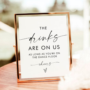 Minimalistische Hochzeit Open Bar Sign   Funny Bar Poster
