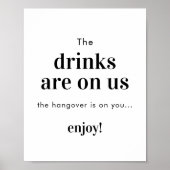 Minimalistische Hochzeit Open Bar Sign | Funny Bar Poster (Vorne)