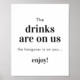 Minimalistische Hochzeit Open Bar Sign   Funny Bar Poster