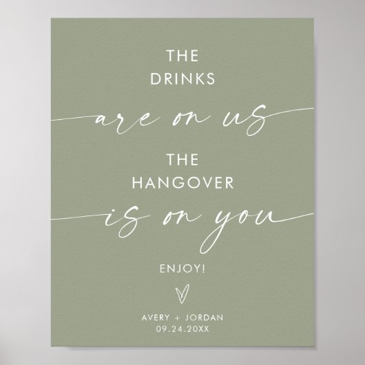 Minimalistische Hochzeit Open Bar Sign | Modernes  Poster (Vorne)