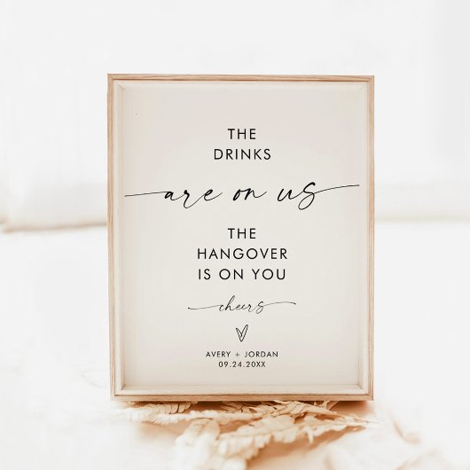 Minimalistische Hochzeit Open Bar Sign | Modernes Poster