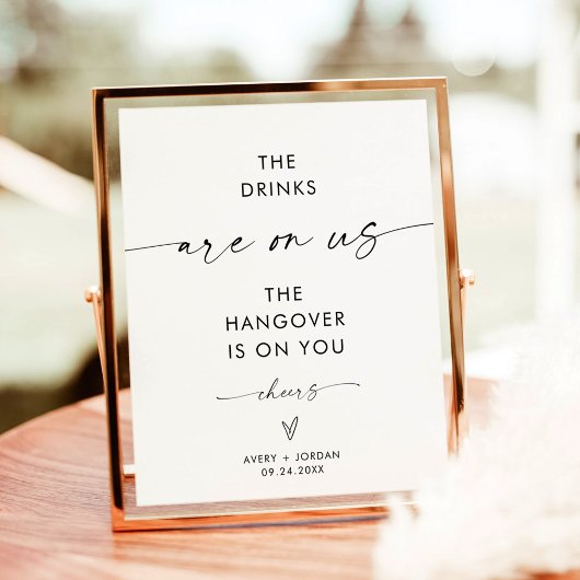 Minimalistische Hochzeit Open Bar Sign | Modernes Poster