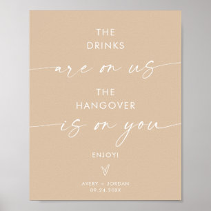 Minimalistische Hochzeit Open Bar Sign Modernes Poster
