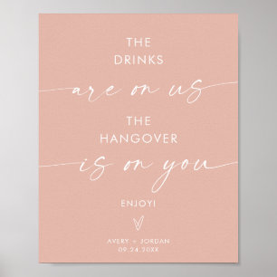 Minimalistische Hochzeit Open Bar Sign Modernes Poster