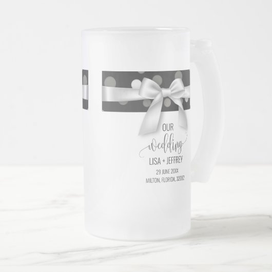 Minimalistische Hochzeit Personalisierte Mattierte Mattglas Bierglas (VorderseiteRechts)