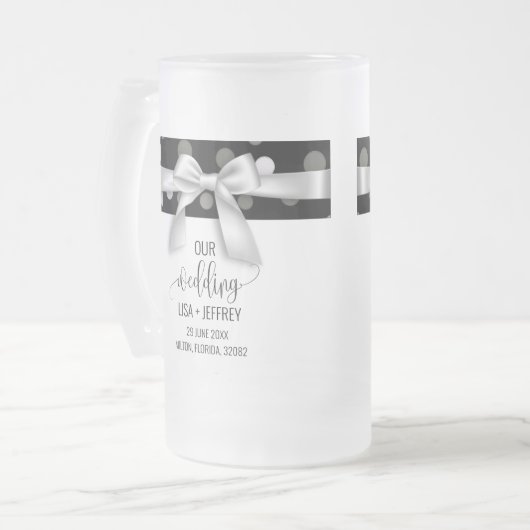 Minimalistische Hochzeit Personalisierte Mattierte Mattglas Bierglas (Vorderseite Links)
